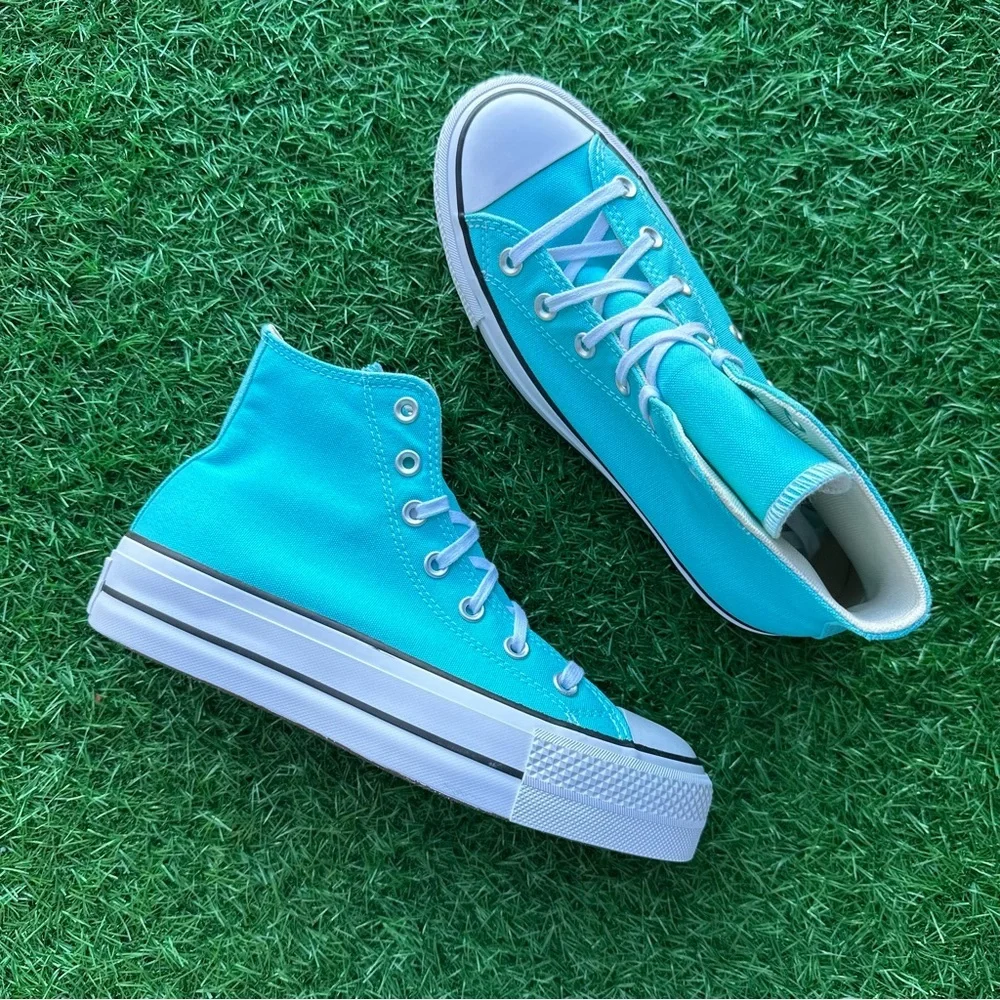 🎁Converse Chuck Taylor All Star Ctas Lift Hi Triple Cyan - Picture 7 of 12